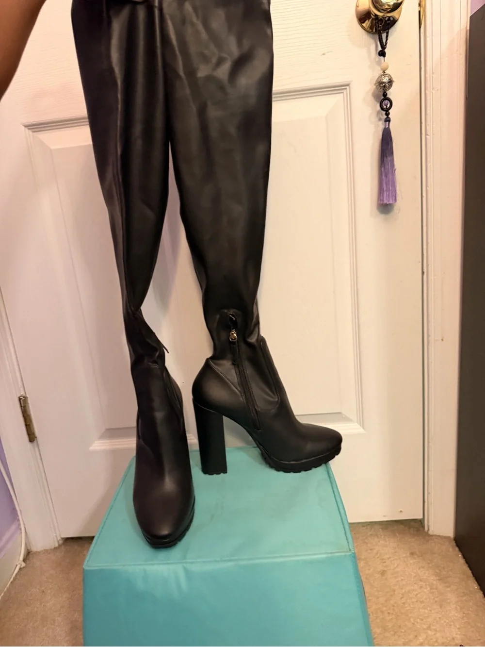 Women's Black High Heel Ankle Boots - Sleek Platform Booties